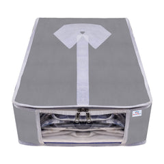 Heart Home Shirt Cover | Foldable & Durable Wardrobe Organizer | Non Woven Shirt Organizer for Home & Traveling with Transparent Window | Pack of 3 | Gray