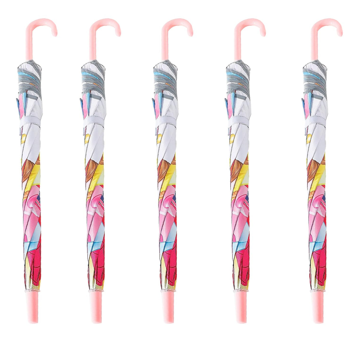Kuber Industries Disney Princess Print Umbrella For Kids|Automatic Umbrella For Rain-Pack of 5 (Multi)
