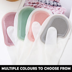 Homestic Pack of 2 Multi-Purpose Silicon Gloves For Kitchen Cleaning, Pet Grooming & Gardening|Reusable Gardening Gloves|Heat Resistant For Better Protection|Non-Slippery & Durable |MS-2010|Pink
