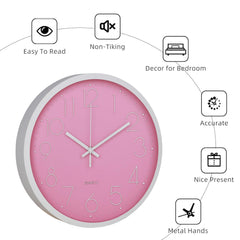 Kuber Industries Wall Clock | Fancy Watch Wall Clocks | Office Wall Clock | Clock for Living Room | Clock for Bedroom | Clock for Hall | Machinery-Quartz | 12 Inch | 2019-E Pink
