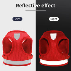 Kuber Industries Reflective Dog Harness With Adjustable Leash|Breathable Polyester Mesh Fabric |Large Size|HT-844|Comfortable No-Pull Grip|QuickRelease Buckles|Easy On-Easy Off Harness|Red (Pack Of 2)