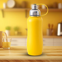 Kuber Industries Vacuum Insulated Water Bottle| Stainless Steel Sipper Water Bottle | Hot & Cold Water Bottle | Leakproof, BPA Free, Rustproof | 750 ML | Yellow
