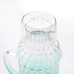 Urbane Home Borosilicate Glass Water Jug with Lid (1200ml) & 2 Cups (280ml) | Glass Jug for Water, Juice, Coffee, Iced Tea | Gift Items | Kitchen Accessories Items