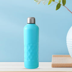 Kuber Industries Pack of 4 Vacuum Insulated Water Bottle | Stainless Steel Water Bottle | Hot & Cold Water Bottle | Leakproof, BPA Free, Rustproof | 750 ML | Light Blue