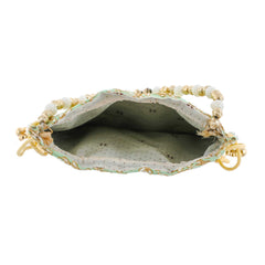 Kuber Industries Ethnic Clutch Silk 2 Pieces Potli Batwa Pouch Bag with Beadwork Gift for Women (Green & Pink) - CTKTC42151