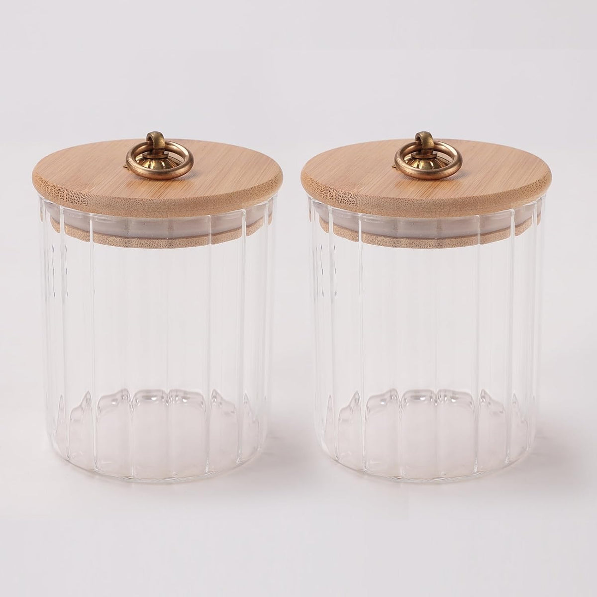 Kuber Industries Borosilicate Glass Jar with Bamboo Lid | Kitchen Organizer Items & Storage | Multi-utility, Leakproof, Airtight Storage Jar for Cookies, Snacks, Tea, Coffee, Sugar | Set of 2 (530ml)