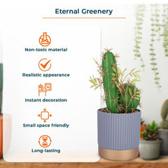 Kuber Industries Artificial Plants for Home D?cor|Natural Looking Indoor Fake Plants with Pot|Artificial Flowers for Decoration-Pack of 3 (Green)
