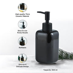 Urbane Home Liquid Soap Dispenser | Handwash Soap Dispenser | Soap Dispenser for Wash Basin | Shampoo Dispenser Bottle | Bathroom Dispenser Bottle | 300 ML | Black