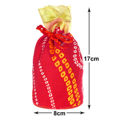 Kuber Industries Multiuses Bandhej Print Potli Bag for women With Drawstring Set of 10 (Assorted)