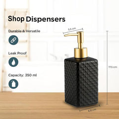 Kuber Industries Liquid Soap Dispenser | Handwash Soap Dispenser | Soap Dispenser for Wash Basin | Shampoo Dispenser Bottle | Bathroom Dispenser Bottle | Pack of 5 | 350 ml | Black