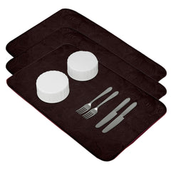 Heart Home Dish Dry Mat | Microfiber Drying Mat | Kitchen Drying Mat | Self Dish Dry Mat | Water Absorbent Kitchen Mat | Embossed Dish Dry Mat | 50x70 | Pack of 3 | Brown