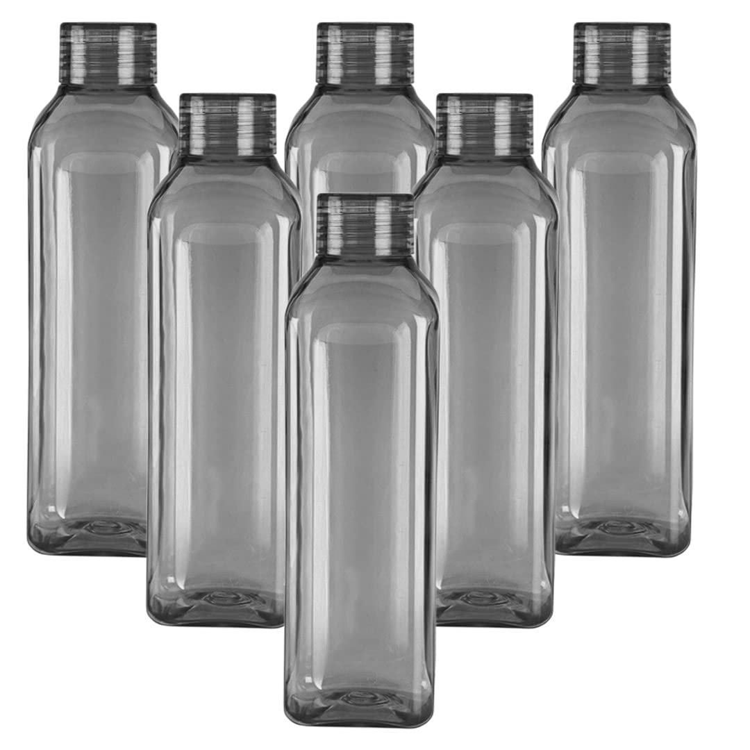 Kuber Industries Multipurpose Plastic Water Bottles set of 6 | Unbreakable Leak Proof Durable| for Kids & Adults | Best for Home and Office| Grey