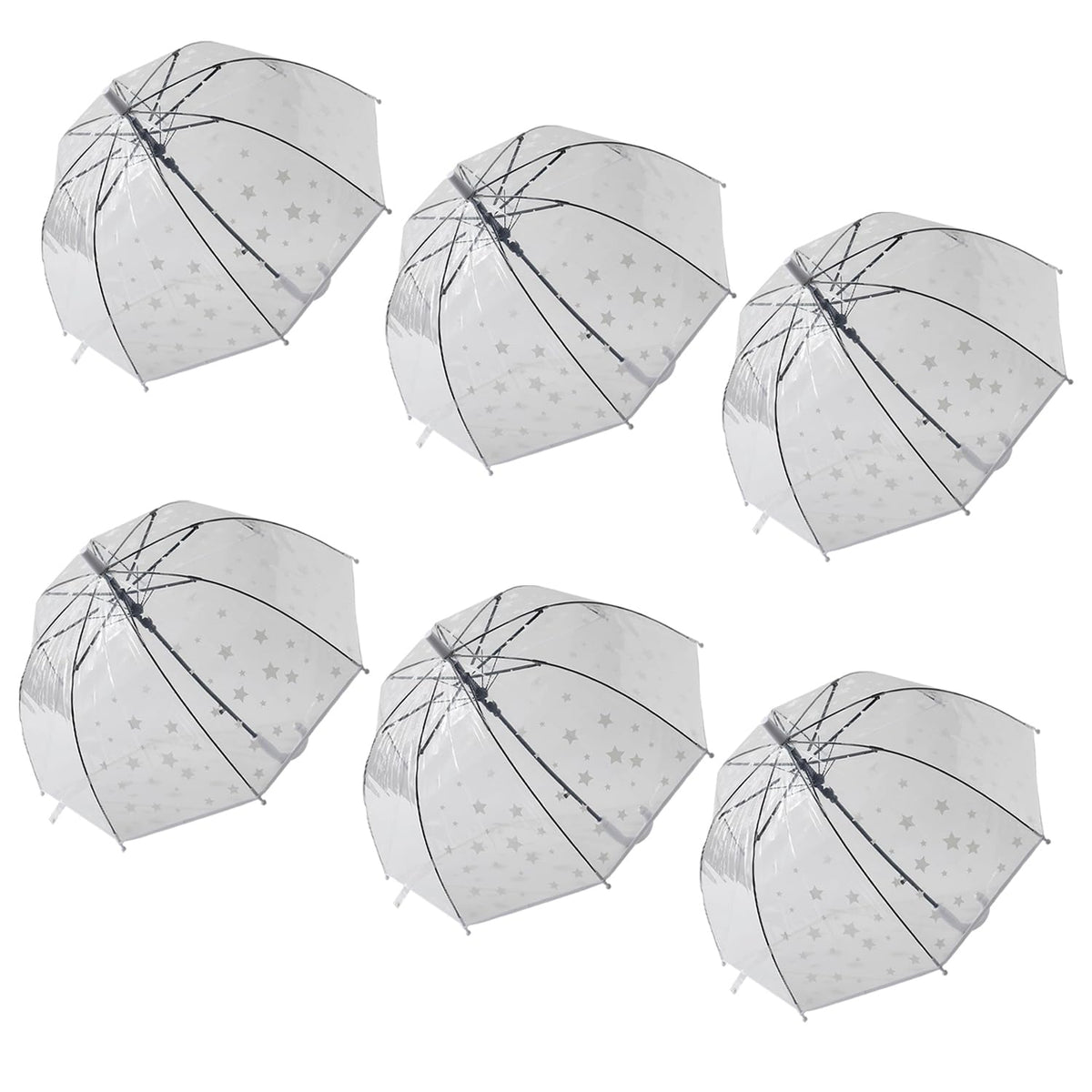 Kuber Industries Transparent Umbrella For Men & Women|Automatic Umbrella For Rain-Pack of 6 (White)