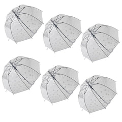 Kuber Industries Transparent Umbrella For Men & Women|Automatic Umbrella For Rain-Pack of 6 (White)