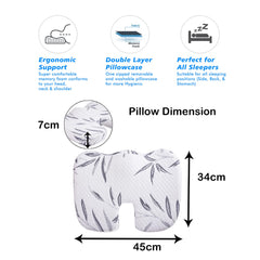 Kuber Industries Coccyx Cushion | Memory Foam Support Pillow | Seat Cushion for Tailbon| Pillow for Tailbon with Washable Cover | Coccyx Cushion with Logo | Seat for Relieve Pain|White