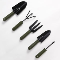 Kuber Industries Garden Tools|Small & Big Hand Trowels|Hand Cultivator|Hand Weeder & Fork Carbon Steel|SJ-5020|Comfortable & Easy Grip Handles|Set of 5|Green & Black (Pack of 5)