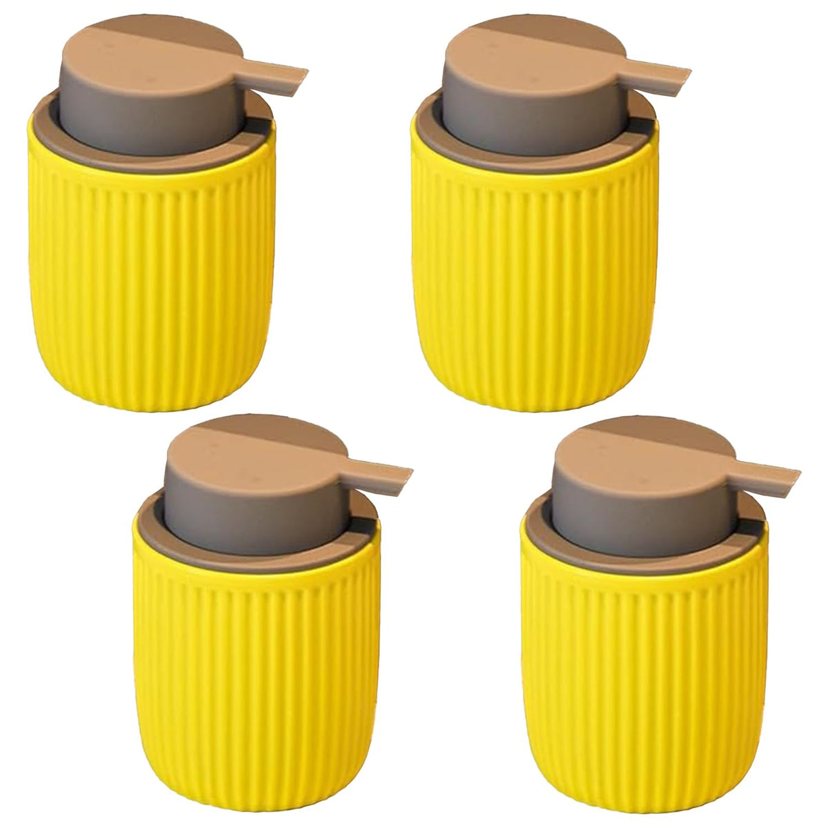 Kuber Industries Liquid Soap Dispenser | Handwash Soap Dispenser | Soap Dispenser for Wash Basin | Shampoo Dispenser Bottle | Bathroom Dispenser Bottle | Pack of 4 | JY00162YW | 320 ml | Yellow