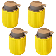 Kuber Industries Liquid Soap Dispenser | Handwash Soap Dispenser | Soap Dispenser for Wash Basin | Shampoo Dispenser Bottle | Bathroom Dispenser Bottle | Pack of 4 | JY00162YW | 320 ml | Yellow
