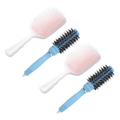 Kuber Industries Hair Brush | Bristles Brush | Hair Brush with Paddle | Sharp Hair Brush for Woman | Suitable For All Hair Types | TGX5232-XH45PNK |Pack of 4| Ice Blue & Pink
