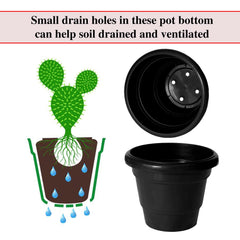 Kuber Industries Solid 2 Layered Plastic Flower Pot|Gamla for Home Decor,Nursery,Balcony,Garden,8"x 6",Pack of 10 (Black)