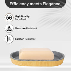 Heart Home Premium Polyresin Soap Holder | Modern Stylish Accessory for Kitchen | Office | Bathroom | Non Fragile | Scratch Proof | Moisture Resistant | Grey-Natural Color