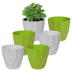 Heart Home Flower Pot | Flower Planter Pots for Indoor | Flower Pots for Outdoor | Pot for Garden & Balcony Flowering | Flower Plants Pot | Barfi Flower Pot | 6 Inch | Pack of 6 | Multi