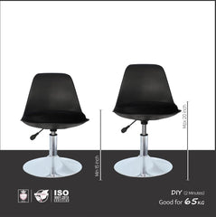 Heart Home Revolving Curvy Mini Bar Stool Chair for Kitchen with Leather Seat & 360 Swivel | 20 inch Height Adjustable Kiddle Food & Study Chair for Baby | Kids Counter Stools | Black