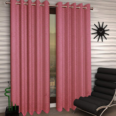 Kuber Industries Cotton 2 Pieces 7 Feet Eyelet Door Curtain (Pink)-Ctktc28606