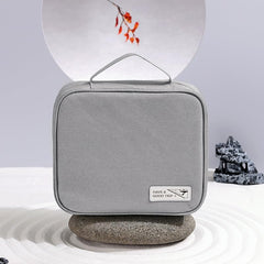 Kuber Industries Cosmetic Storage Case|Makeup Kit Box for Women|Small Vanity Case|Pouch for Home & Travel|Two Compartment|Zipper Closure (Grey)