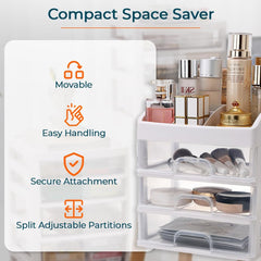 Kuber Industries 3 Layer Cabinet Drawer Box|Desktop Storage Box|Multi Drawer Storage Organizer|Pack of 5| White