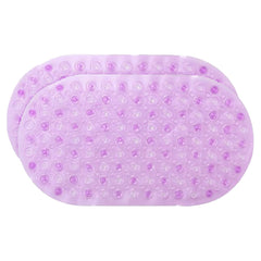 Kuber Industries Bath Mat | PVC Bathroom Mat | Shower Bath Mat | Floor Tub Mat | Bathroom Oval Mud Mat | Anti-Skid Shower Bathroom Mat |Pack of 2| Q-01B | Purple