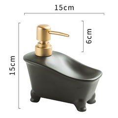 Homestic Liquid Soap Dispenser | Stoneware | Bathroom Sanitizer,Shampoo Dispenser | Ceramic Handwash Bottle for Kitchen | Soap Dispenser for Wash Basin | Bathroom Accessories | 350ml (Black)
