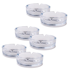 Kuber Industries Decorative Ash tray Stylish|Round Shape Pack of 6 (Transparent)