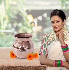 Kuber Industries Copper Lota | Kalash for Puja | BPA Free, Non Toxic,Copper | Rustproof & Durable | with Added Health Benefits of Copper | User Friendly Design & Easy to Clean | 500 ML (Pack of 6)