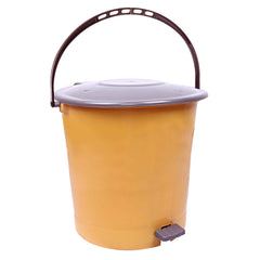 Kuber Industries 3 Pieces Ultra Plastic Garbage Waste Pedal Dustbin for Home, Office with Handle, 5 Liters (Cream & Brown)-KUBMART3044