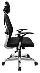 Heart Home Ergonomic Office Chairs for Work from Home | Comes with Manual Height Adjustable, Armrest, Headrest & 2D Lumbar Support | Comfy Study Chair for Students with Wheels | Black