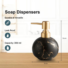 Urbane Home Liquid Soap Dispenser | Handwash Soap Dispenser | Soap Dispenser for Wash Basin | Shampoo Dispenser Bottle | Bathroom Dispenser Bottle | 3 Piece | 300 ml | ZX022BK | Black