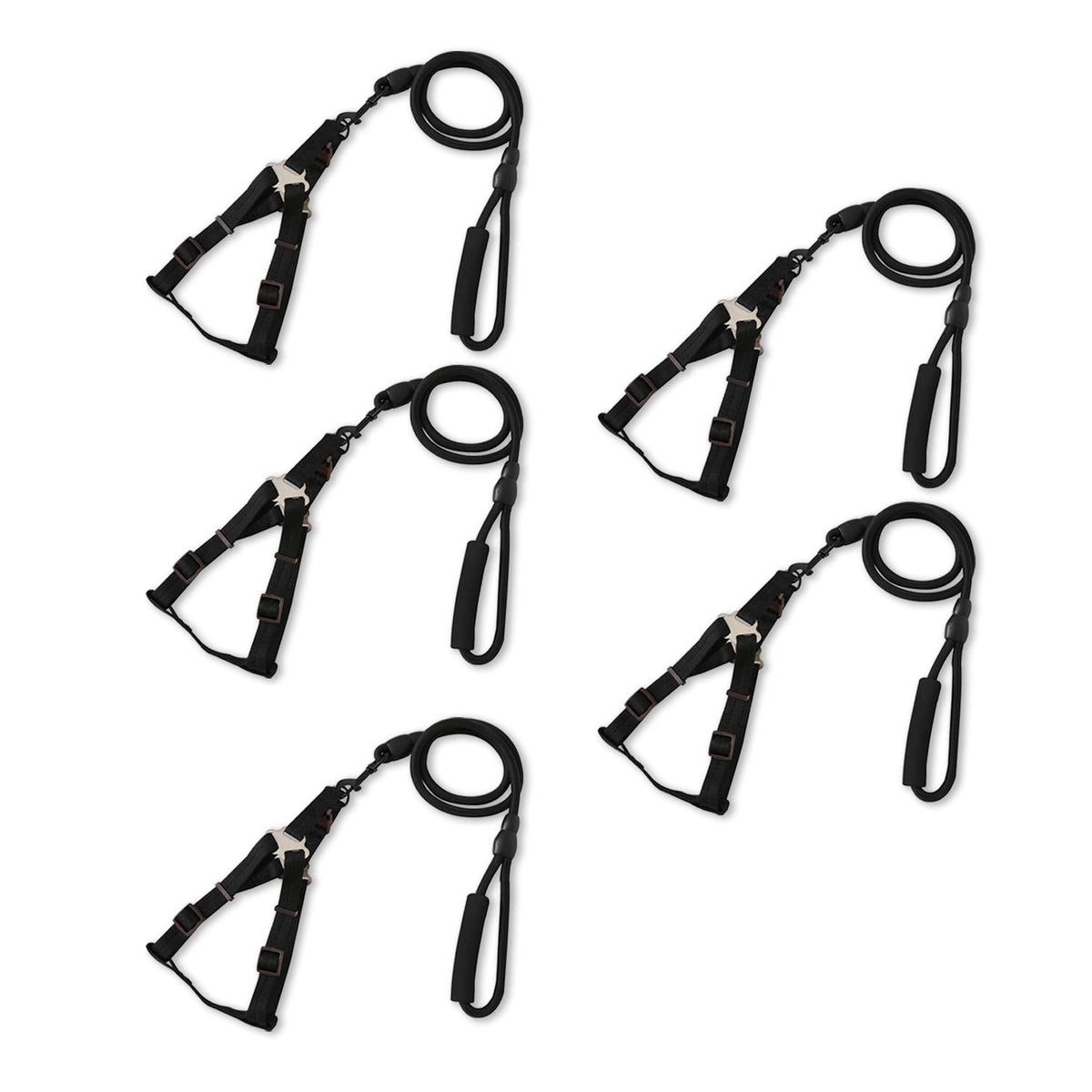 Kuber Industries Dog Harness For Medium Dogs & Leash Set|Premium Metal Hook|PDMGL-005-3|Comfortable Grip|Hand Spliced Belt For Added Strength |PDMGL-005-3|Soft Padding|Stylish Design|Black (Pack Of 5)