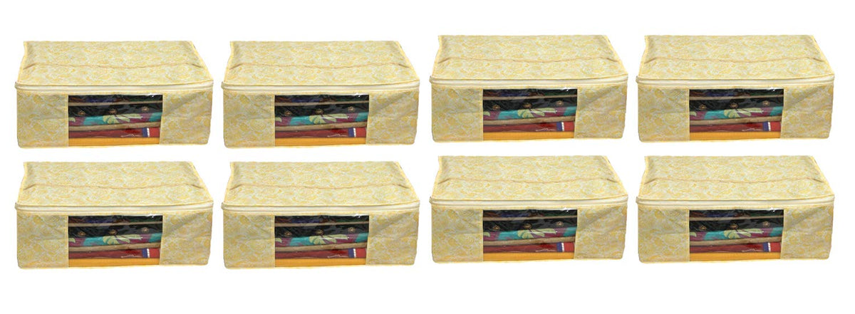 Kuber Industries 8 Piece Non Woven Saree Cover Set, Gold,7 Inches Height -CTKTC6381