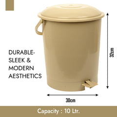 Heart Home Dustbin|Plastic Swinging Lid Dustbin|Pedal Dustbin with Lid|Dustbin for Kitchen|Wet & Dry Waste Pedal Dustbins|Trash Can|10 LTR|Beige