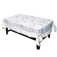 Kuber Industries Leaf Design Cotton 4 Seater Center Table Cover - White - CTKTC22316