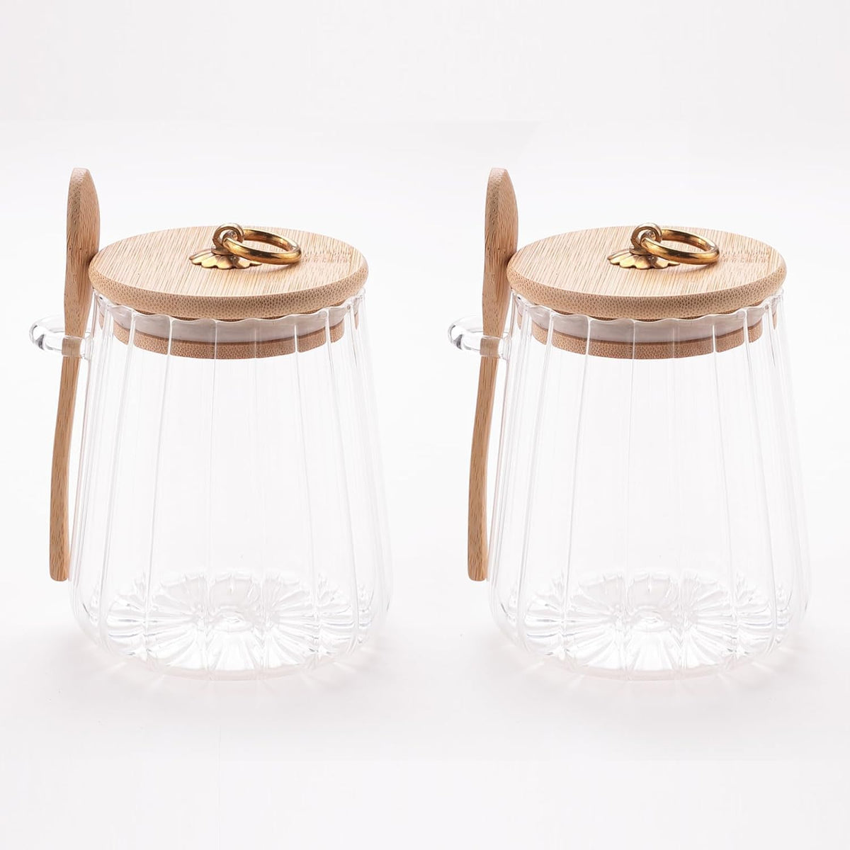 Kuber Industries Borosilicate Glass Jar with Bamboo Lid | Kitchen Organizer Items & Storage | Multi-utility, Leakproof, Airtight Storage Jar for Cookies, Snacks, Tea, Coffee, Sugar | Set of 2 (635ml)