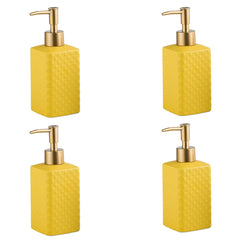 Kuber Industries Liquid Soap Dispenser | Handwash Soap Dispenser | Soap Dispenser for Wash Basin | Shampoo Dispenser Bottle | Bathroom Dispenser Bottle | Pack of 4 | ZX021YW | 350 ml | Yellow