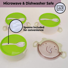 Kuber Industries Insulated Lunch Box with 3 Compartments|100% BPA Free, Food Grade ABS Plastic|Leakproof & Spill Proof|Dishwasher & Microwave Safe Lunch Box|3000 ML|HX0032531|Green (Pack of 3)