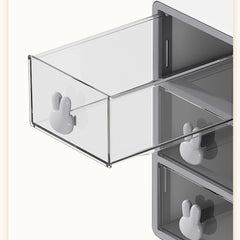 Kuber Industries Drawer Storage Box Shelf | 3 cell Large Capacity | Transparent Front Panel | Office Desktop Organizer Box | Plastic Stackable Drawers for Home and Office | W2603 | Grey