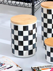 Kuber Industries 800ml Ceramic Jar for Kitchen Storage | Air Tight Container Set with Bamboo Lid | Kitchen Container for Snacks, Tea, Sugar | Multipurpose Organizer | Green (Pack of 3)
