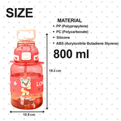 Kuber Industries Pack of 6 Kids Water Bottle With Straw |Sipper Water Bottle For Kids Boys Girls| Water Bottle with Locking Flip Lid | 800 ml |Red | SYZ-7744B