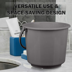 Kuber Industries Bucket | Plastic Bucket for Mopping | Bucket for Cleaning | Storage Container Bucket | Water Storage Bucket | Bathroom Bucket | Plain Bucket | 5 LTR | Gray