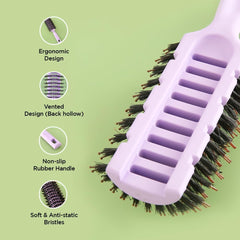 Urbane Home Hair Brush | Flexible Bristles Brush | Hair Brush with Paddle | Straightens & Detangles Hair Brush | Hair Brush Styling Hair | Round Vented | Set of 2 | Blue & Purple