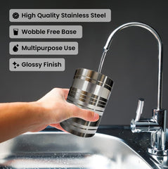 Kuber Industries Stainless Steel Glass Set | Wobble Free Base, Durable | Multipurpose, Elegant Design & Mirror Finish | Easy to Clean & Store | Steel Glass Set 6 (Pack of 2)